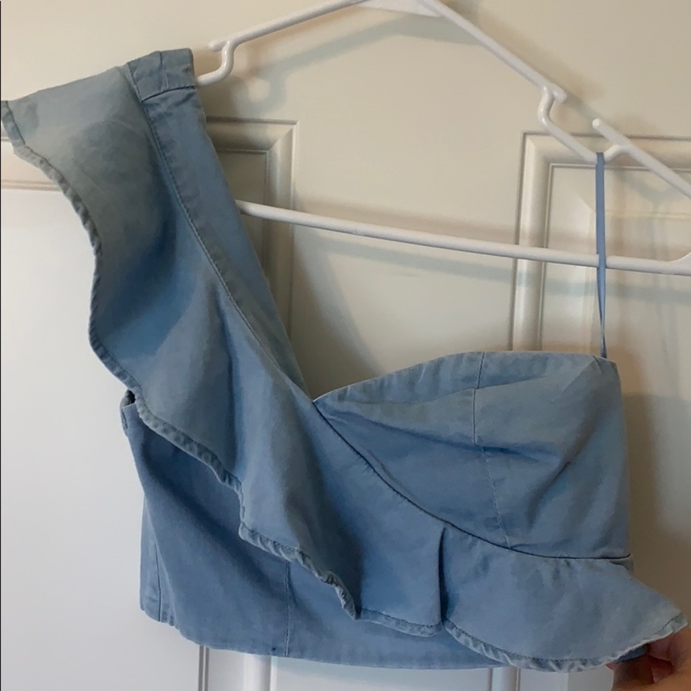 Off the shoulder denim crop top